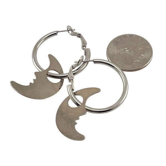 Mystical Moon Glow Hoop Earrings With Yellow Crescent Charms - Picture 7 of 7